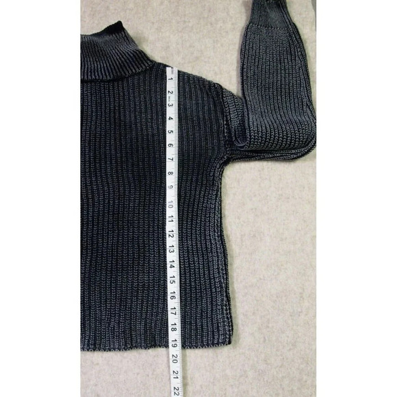 Ten Sixty Sherman Sweater Crop Turtleneck Pull over Casual Distressed Black SZ S - Picture 9 of 14